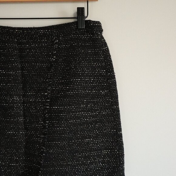 Mango Size 6 Black Speckled Lined Open Front Made in Morocco Mini Fringe Skirt - Picture 4 of 10